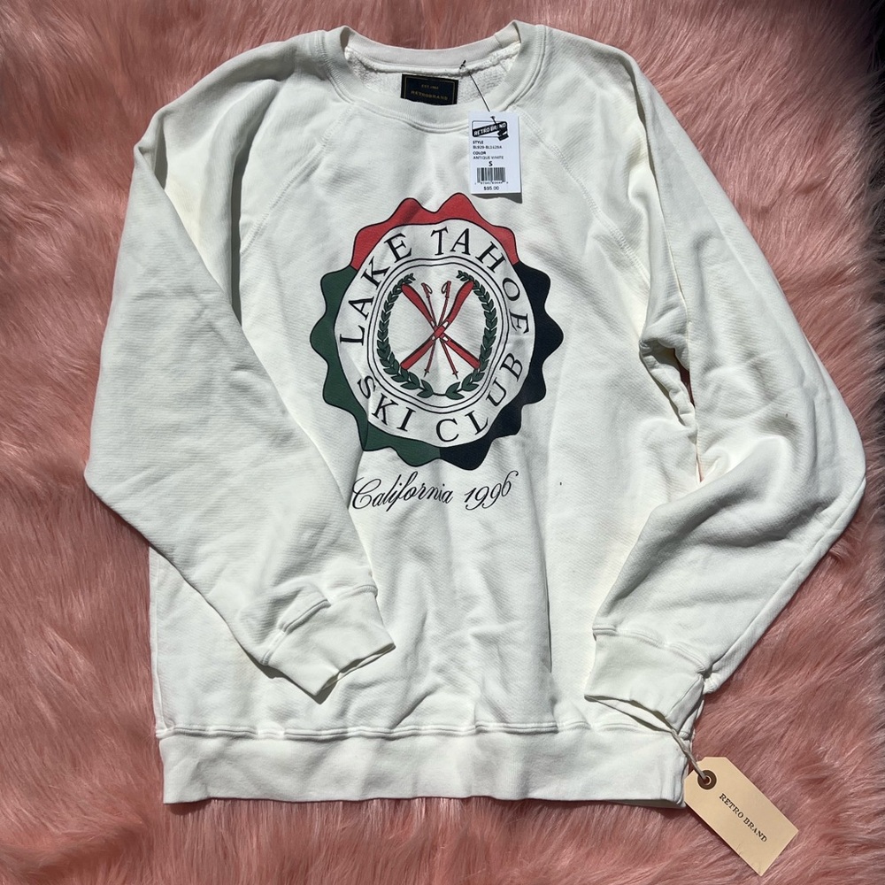 Retro Lake Tahoe Ski Club white Sweater